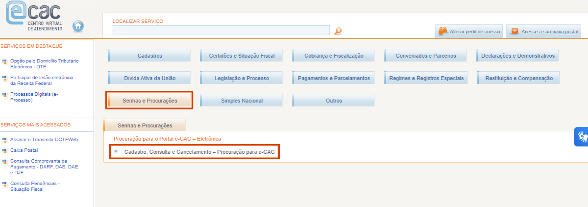 Representante legal CNPJ e-cac