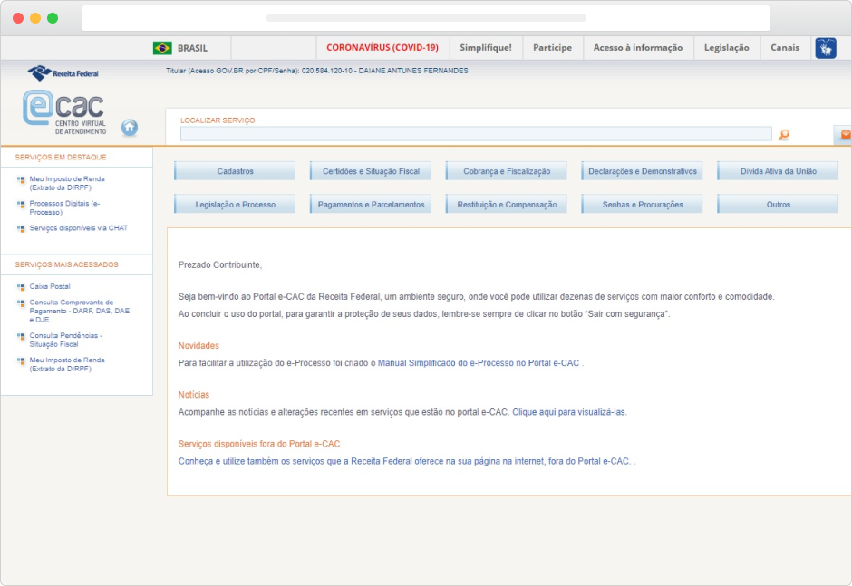 Acesso portal e-cac