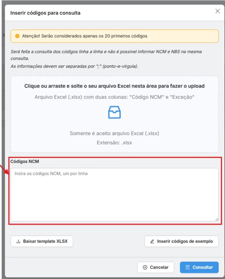 CFOP, CST, NCM e CEST para os documentos afetados